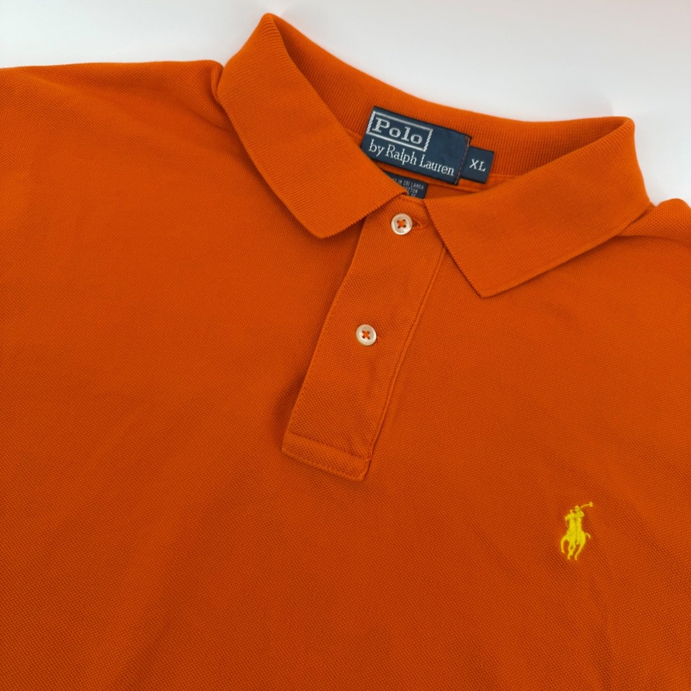Polo Ralph Lauren Polo Shirt‎ Mens XL Orange Short Sleeve Embroidered Pony Pique
